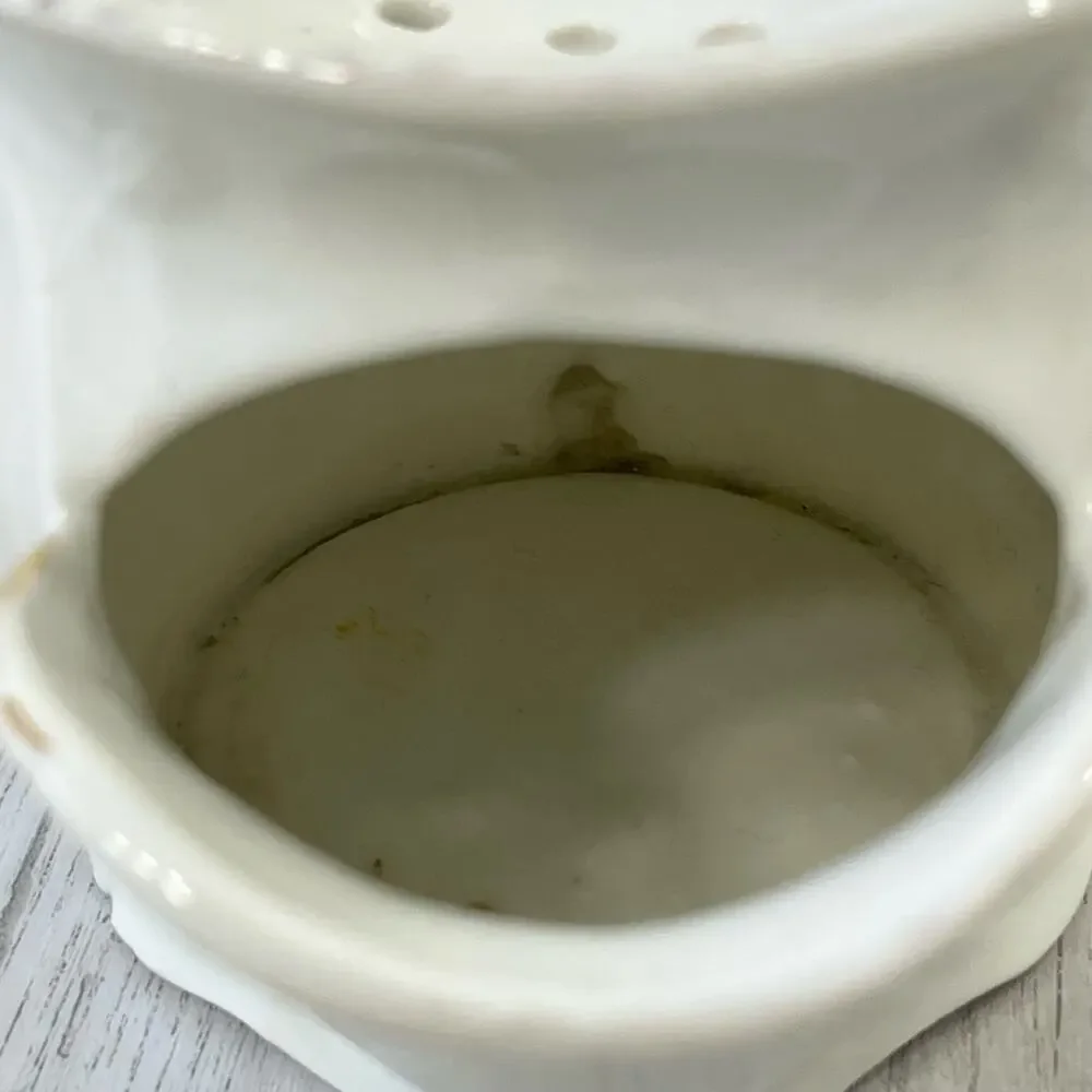 Vintage White Floral Bouquet Victorian Shaving Scuttle Mug Cup Decor